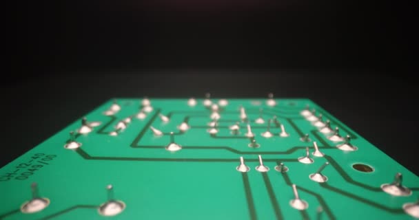 Κίνηση Circuit board closeup με φακό καθετήρα ολίσθηση — Αρχείο Βίντεο