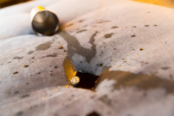 Coffee spilled on the sofa closeup photo — Stock Photo, Image