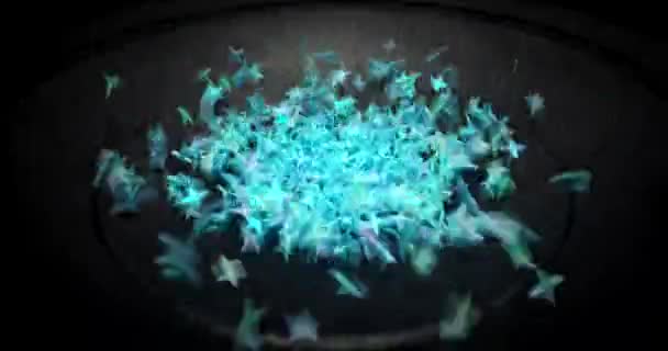 Małe kolorowe cząstki drżące na ciemnym tle — Wideo stockowe