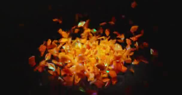 Malé barevné částice třesoucí se na tmavém pozadí — Stock video