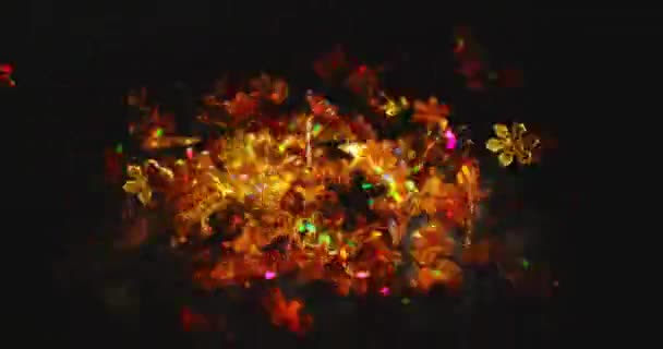 Маленькие красочные частицы трясутся на тёмном фоне — стоковое видео