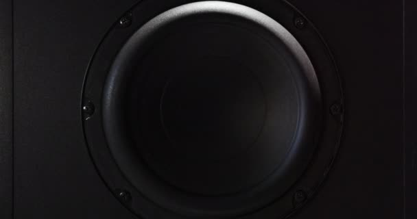 Membrana del subwoofer que se mueve a música de alto volumen — Vídeo de stock