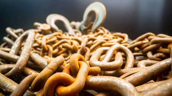 Pile of rusty chains closeup photo — Stock Photo, Image