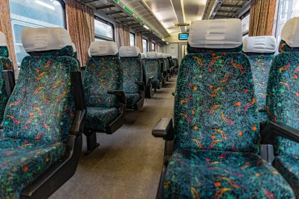 Old train interior with empty seats — Stock Photo, Image