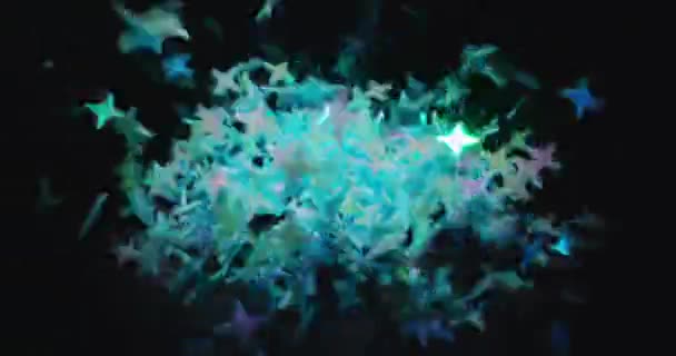 在黑暗背景下摇曳的彩色小粒子 — 图库视频影像