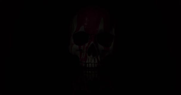 血に染まった頭蓋骨と光の効果のクローズアップ映像 — ストック動画