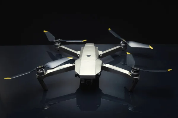 Grey Drone Black Background Close Photo — Stock Photo, Image