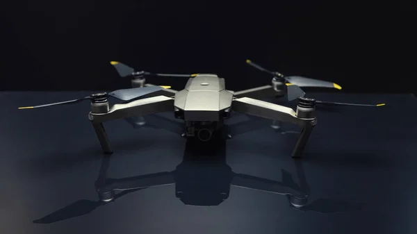 Graue Drohne Vor Schwarzem Hintergrund Nahaufnahme Foto — Stockfoto