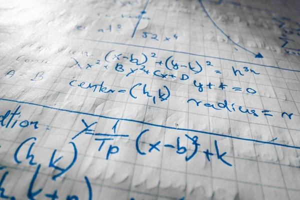 Fórmulas Matemáticas Escritas Notebook Close Foto — Fotografia de Stock
