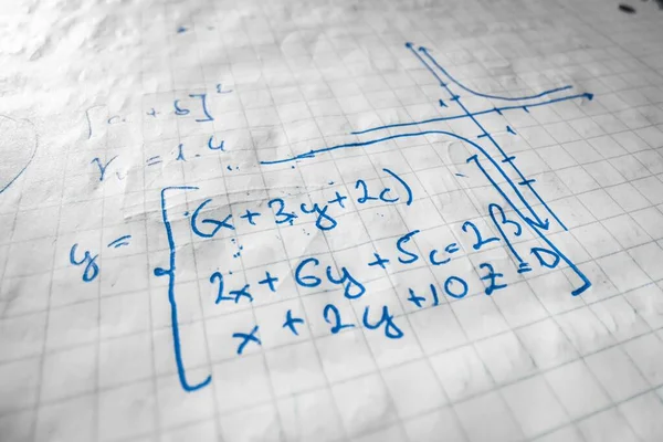 Fórmulas Matemáticas Escritas Notebook Close Foto — Fotografia de Stock