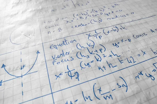 Matematické Vzorce Napsané Zápisníku Close Fotografie — Stock fotografie