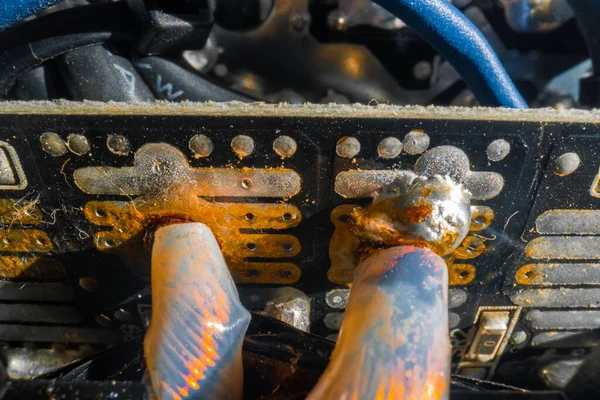 Closeup Photo Damaged Circuit Board Cllseup — Stock Photo, Image
