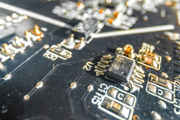 Closeup Photo Damaged Circuit Board Cllseup — Stock Photo, Image