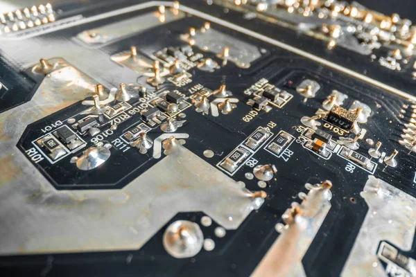 Closeup Photo Damaged Circuit Board Cllseup — Stock Photo, Image