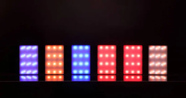 Colorful Led Lights Lined Dark Background Closeup — Stock Photo, Image