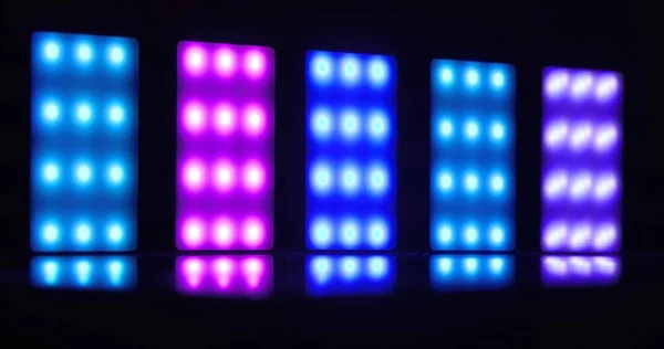 Colorful Led Lights Lined Dark Background Closeup — стоковое фото
