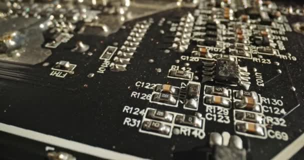 Circuit Board Macro Met Probe Lens Close — Stockvideo