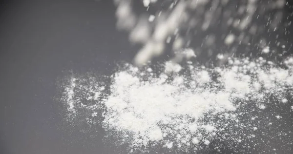 White Flour Powder Dark Background Closeup — Stock Photo, Image