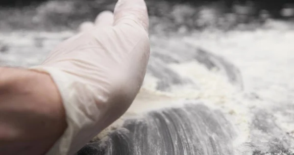 Hand Showing White Flour Powder Close — Stock fotografie