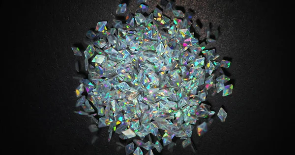 Petites Particules Colorées Résonnant Sur Fond Sombre Gros Plan — Photo