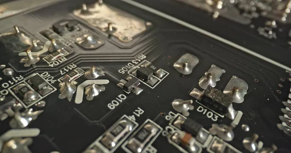 Circuit Board Macro Met Sonde Lens Close — Stockfoto