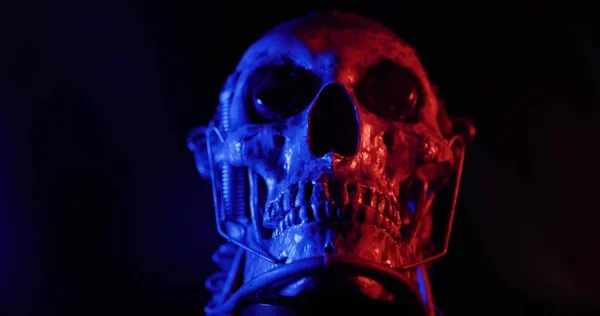 Crâne Avec Boucle Éclairage Colorée Fermer — Photo