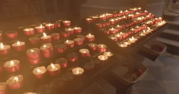 Still Video Many Candles Church Closeup — Vídeo de Stock