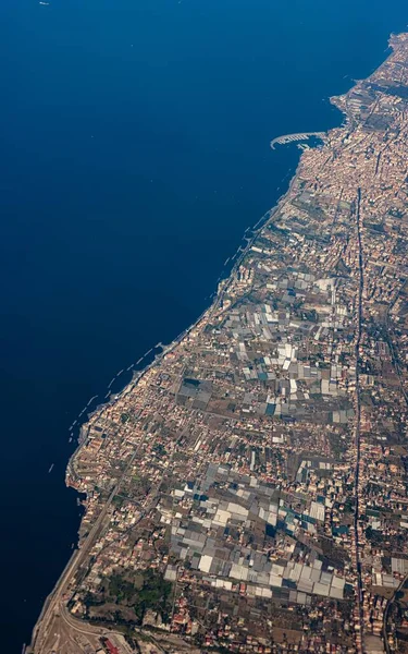 Aerial View City Coastline Italian Region — стоковое фото