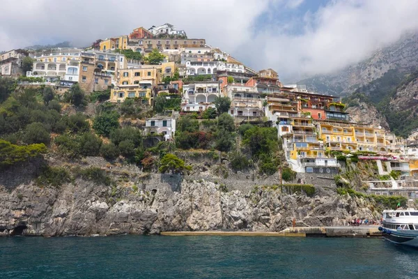 Tall Mountains Rise Sea Marina Closeup — Stok fotoğraf