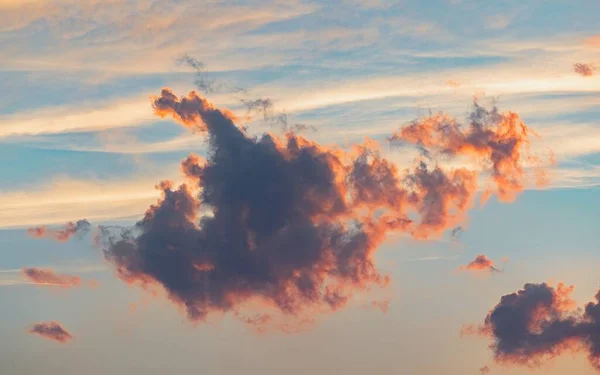 Fluffy Clouds Evening Sky Sunset Closeup — Stock Photo, Image