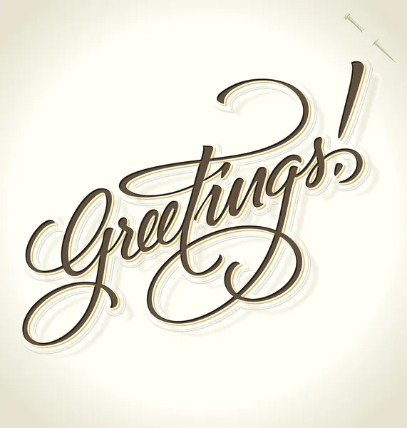 GREETINGS hand lettering (vector) — Stock Vector