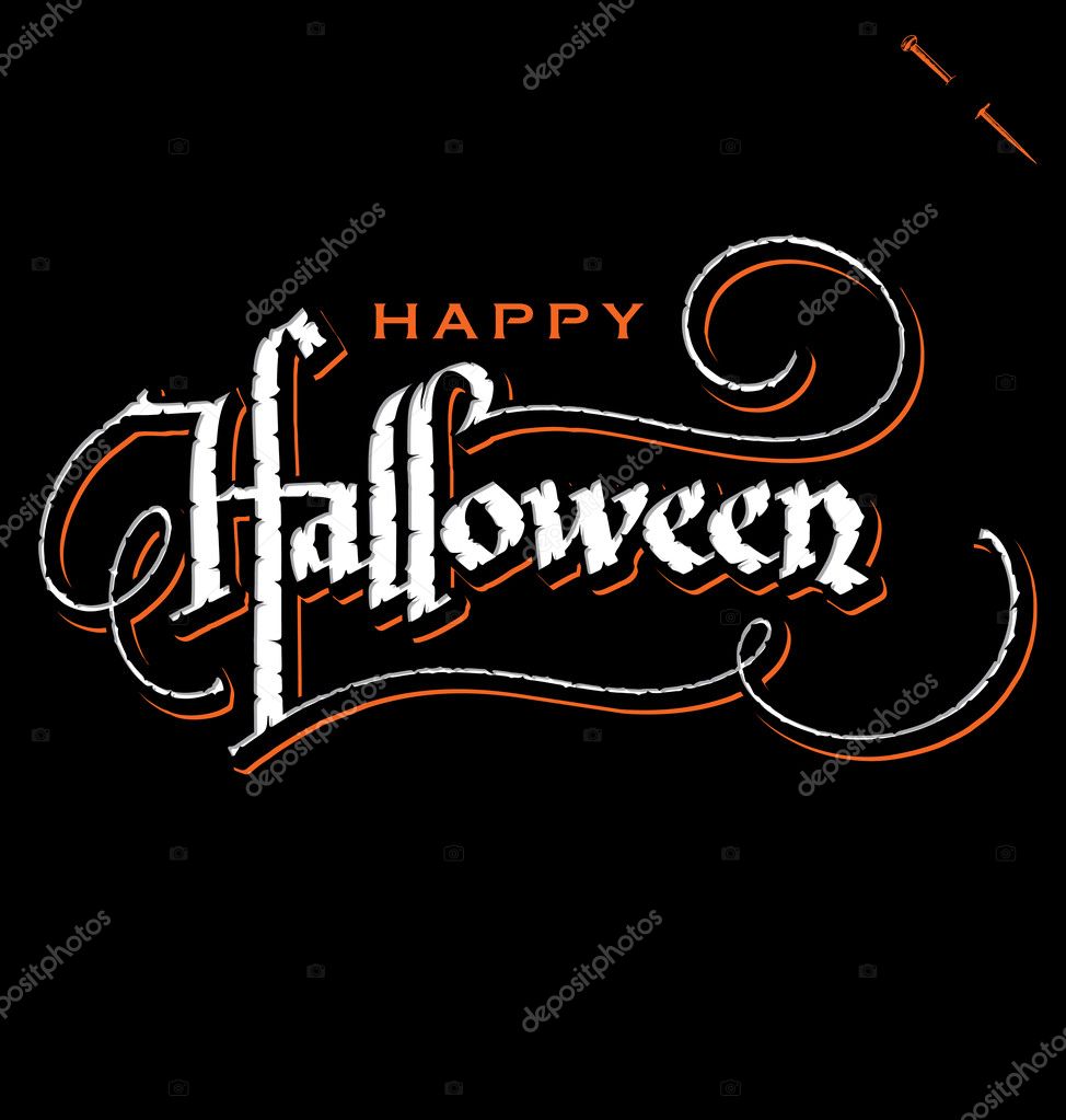 HALLOWEEN hand lettering - handmade calligraphy, vector (eps8)