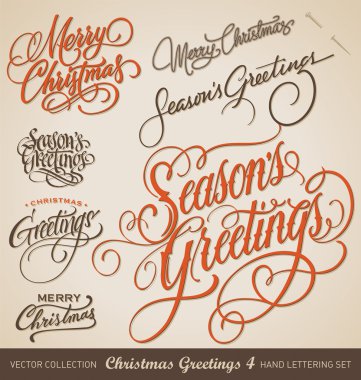 CHRISTMAS GREETINGS hand lettering set (vector)