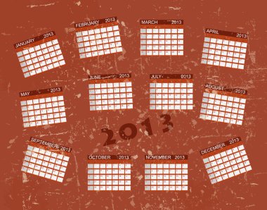 Calendar 2013 vintage retro illustration background.