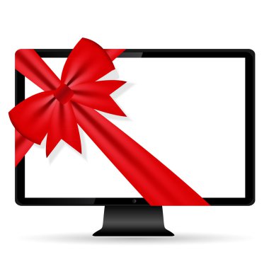 soyut bilgisayar ekranı üzerinde beyaz baskground izole yay ile.