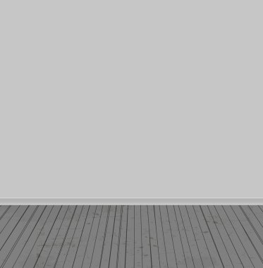 beyaz duvarları ve eski ahşap yerde. vektör çizim