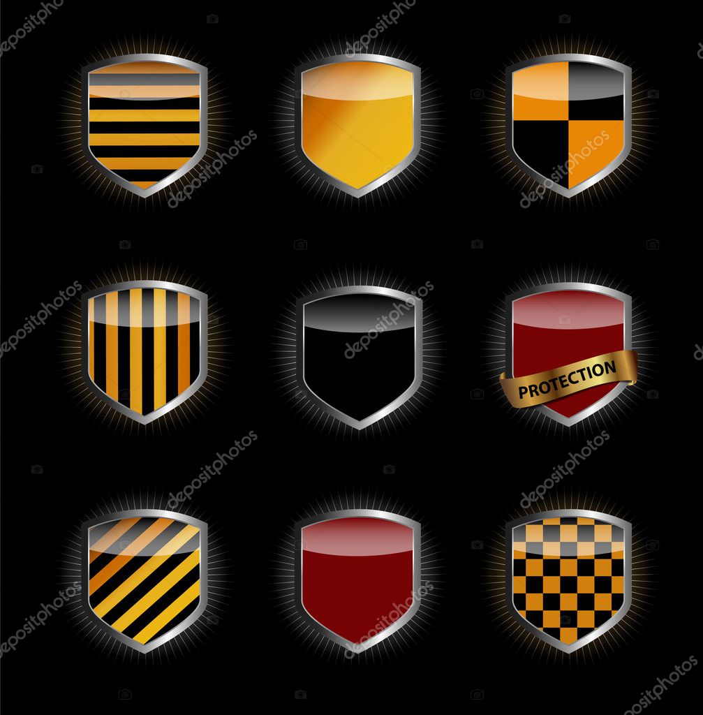 Protect shield set vector illustration