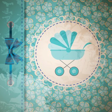 vectorillustratie van blauwe kinderwagen voor pasgeboren jongen