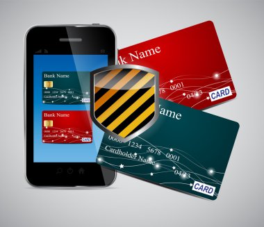 kredi kartı ve telefon vektör çizim