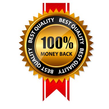 vektör yüzde 100 geri altın para işaret, etiket şablon