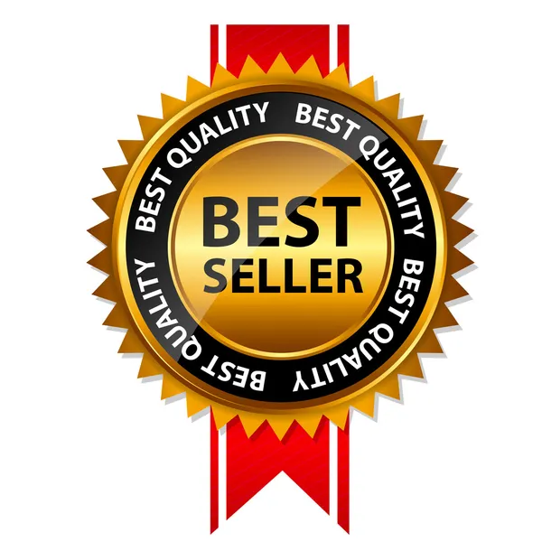 En iyi satıcı altın işaret, etiket şablon vektör