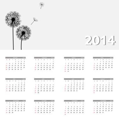 2014 yeni yıl takvim vektör çizim
