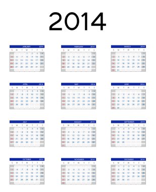 2014 yeni yıl takvim vektör çizim