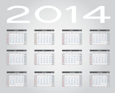 2014 yeni yıl takvim vektör çizim