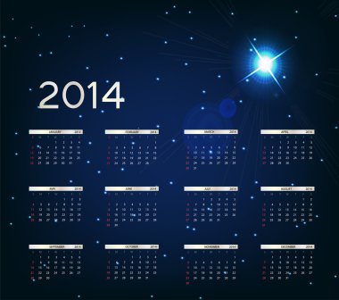 2014 yeni yıl takvim vektör çizim