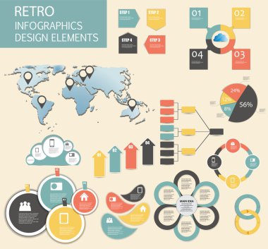 Retro vintage Infographic şablon iş vektör çizim