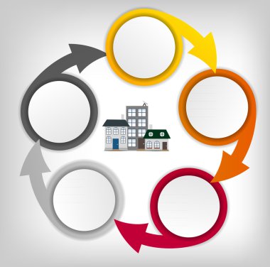 kasaba Infographic şablon iş kavramı vektör çizim