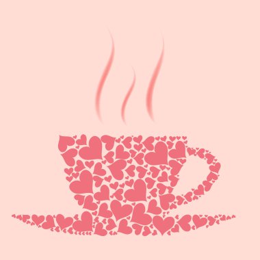 Kırmızı kalpler vektör kahve bardağı