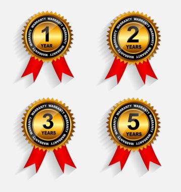 vektör garanti altın etiket kırmızı kurdele ile ayarla.