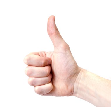 Beyaz arka plan üzerinde izole el sinyal